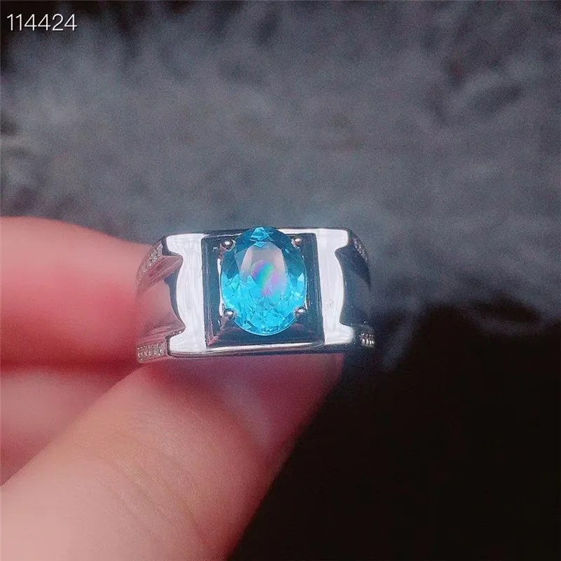 

Для мужчин, кольцо, кольцо из нержавеющей стали реальным и естественным, кольцо с голубым топазом, мужское кольцо 925 пробы серебро для Для му...