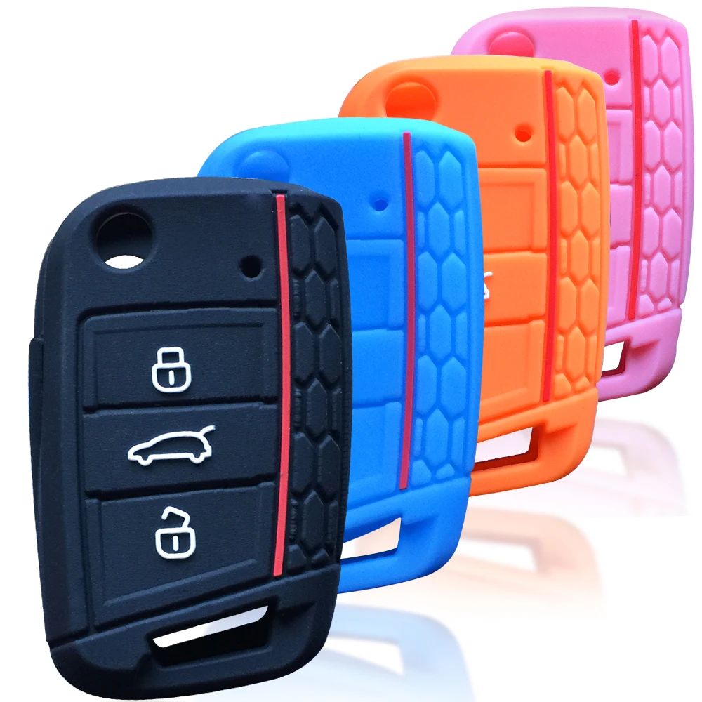 Силиконовый чехол для ключей Skoda Octavia A7 Rapid Karoq Fabia Seat Leon Ibiza Ateca Vw Golf 7 Polo Tiguan T Roc