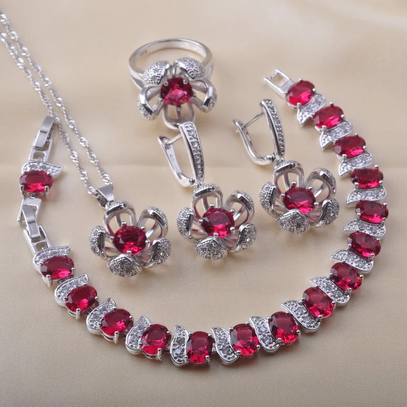 Женские наборы свадебных украшений Серебряное ювелирное изделие браслет серьги