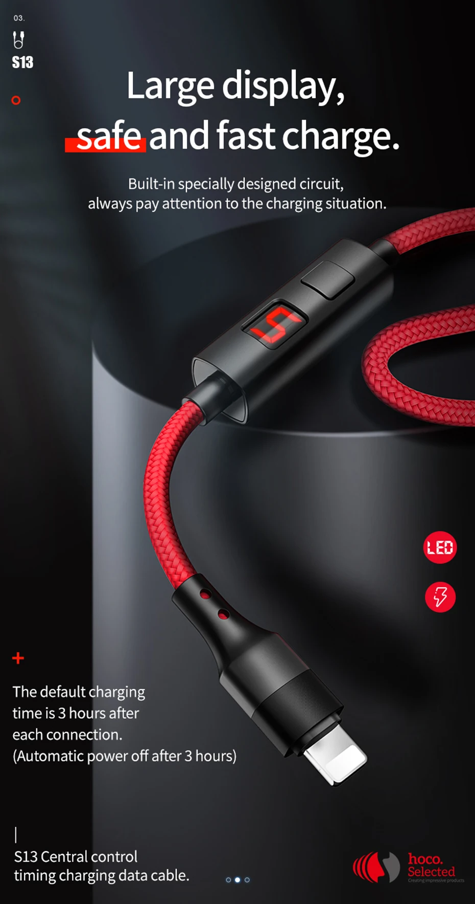 HOCO usb кабель для iphone кабель 11 Pro X XS Max XR 8 7 ipad pro Отображение времени зарядки быстрое зарядное устройство для телефона