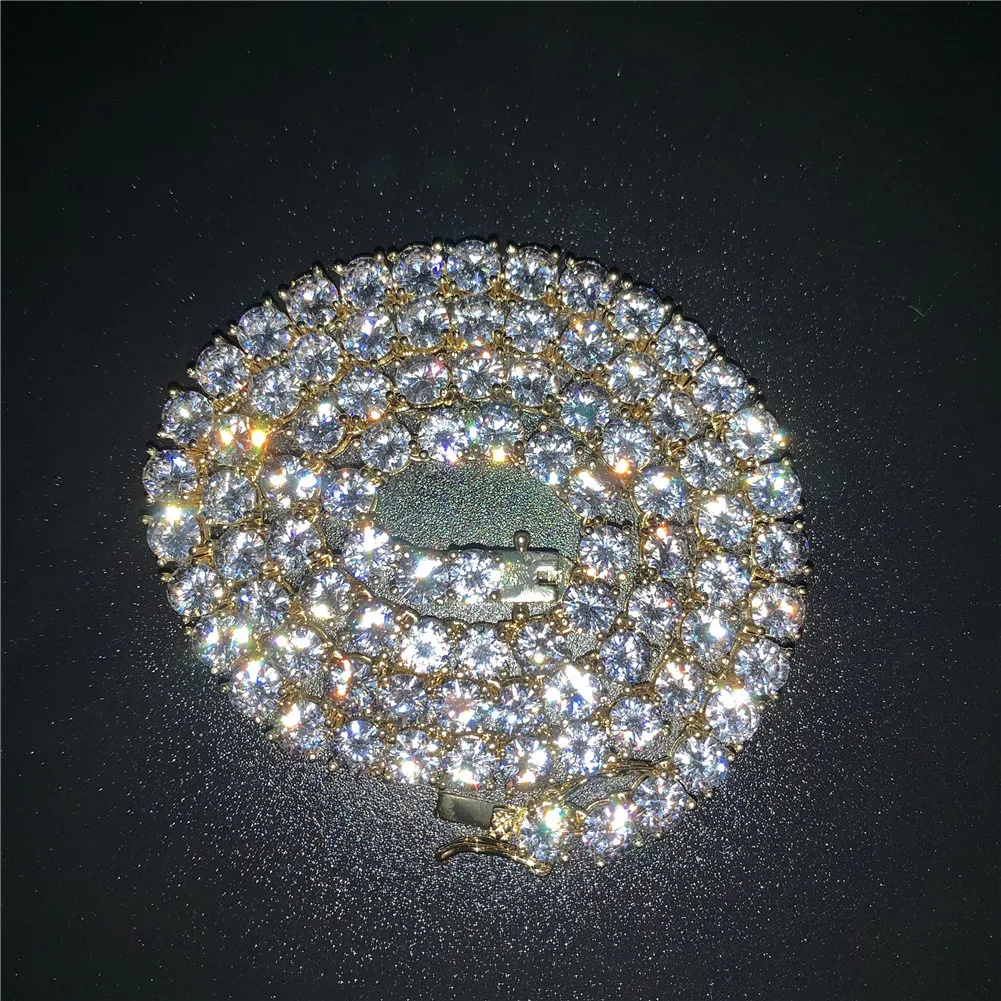 

3mm 4mm 5mm 6mm 1 Row Shiny Tennis Chain Necklace Men Hip Hop Iced Out Bling CZ Necklace Jewelry Gold Silver Color Charm Gift