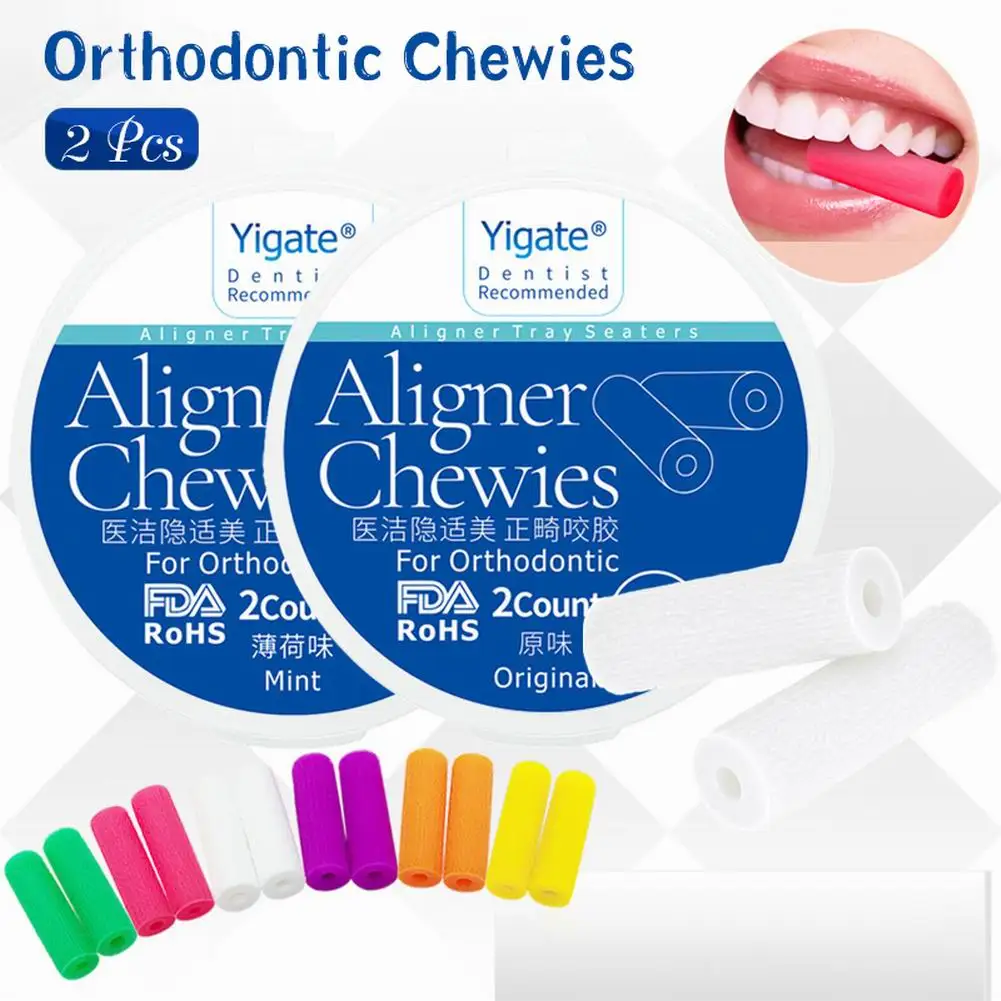 

2pcs Dental Orthodontic Aligner Chewies Invisible Retainer Seater Teeth Alinger Tray Seater Invisalign Mulit Color Fruit Flavor