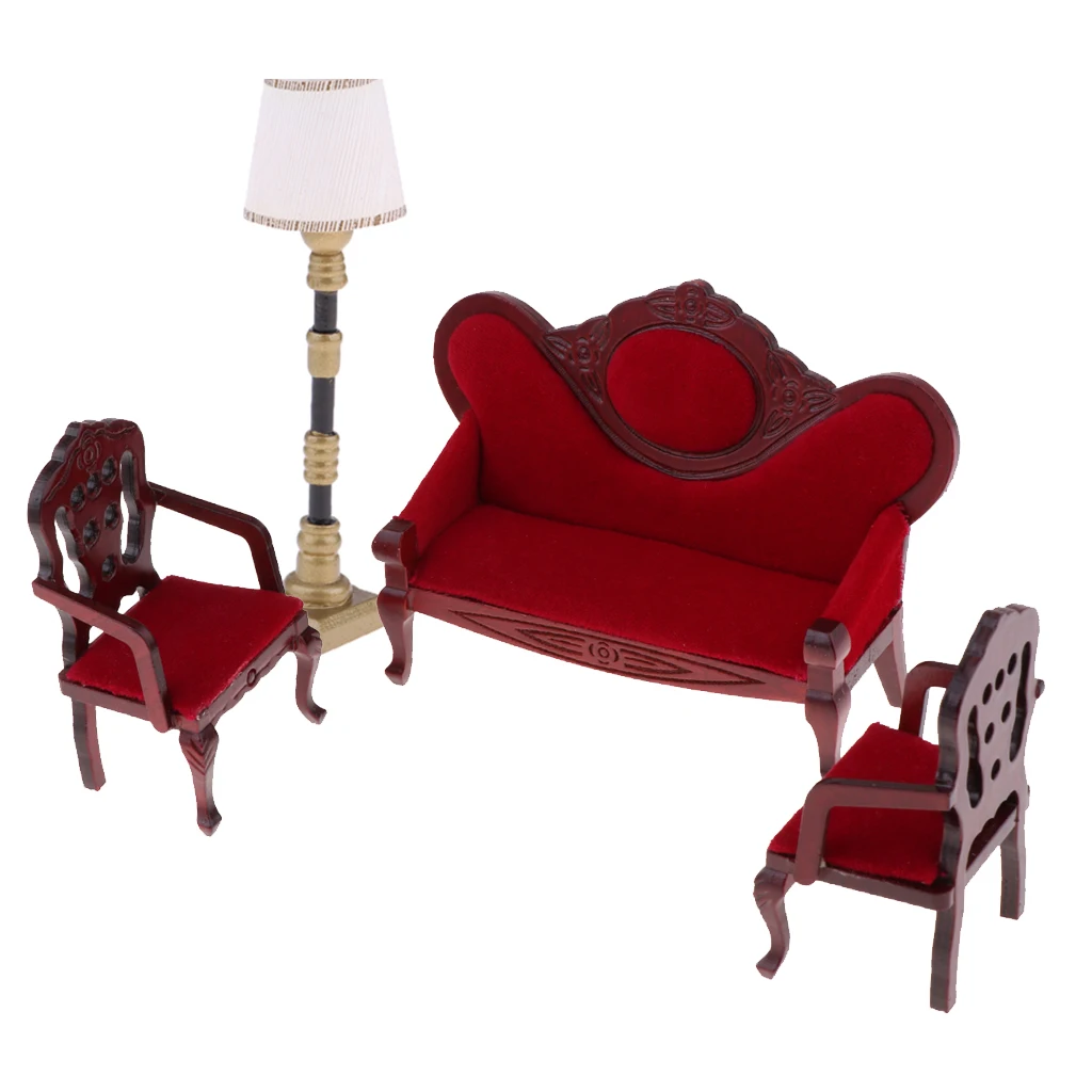 Миниатюрная мебель для кукольного домика дивана стула и торшера светильник ные