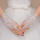 1 пара 2 вида стилей белыйкрасныйбежевый свадебные перчатки элегантный короткий параграф Стразы белая кружевная перчатка Красивые свадебные аксессуары