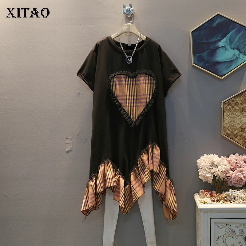 XITAO платье с оборками необычное модное новинка 2020 весеннее элегантное пэчворк