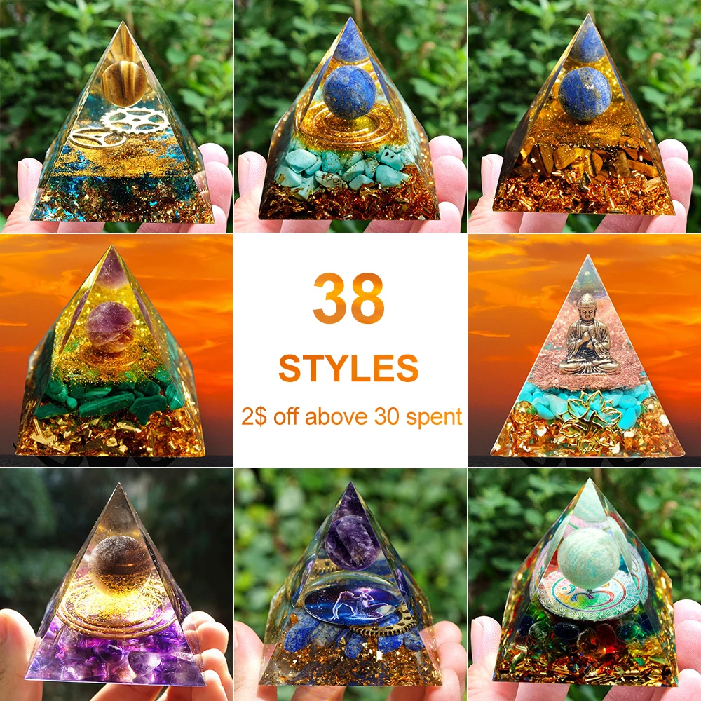 

Handmade Eye Orgonite Pyramid Healing Crystals Sphere Energy Reiki Chakra Obsidian Amethyst Meditation Lucky Gather Wealth Stone