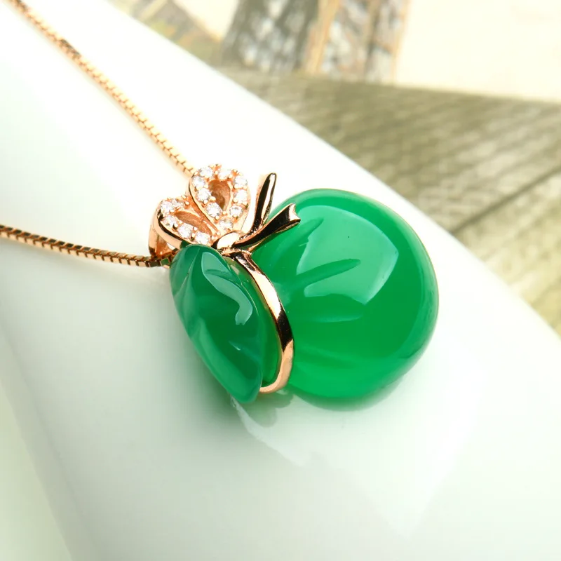 Натуральный зеленый нефритовый Агат подвеска в виде сумки ожерелье из серебра 925