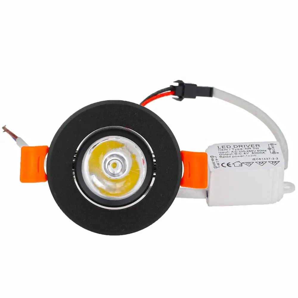 Aluminum 110V 220V LED Mini Ceiling LED Spot Light Lamp Dimmable Led Downlight Cabinet Recessed Spot Light 3W Including Drive