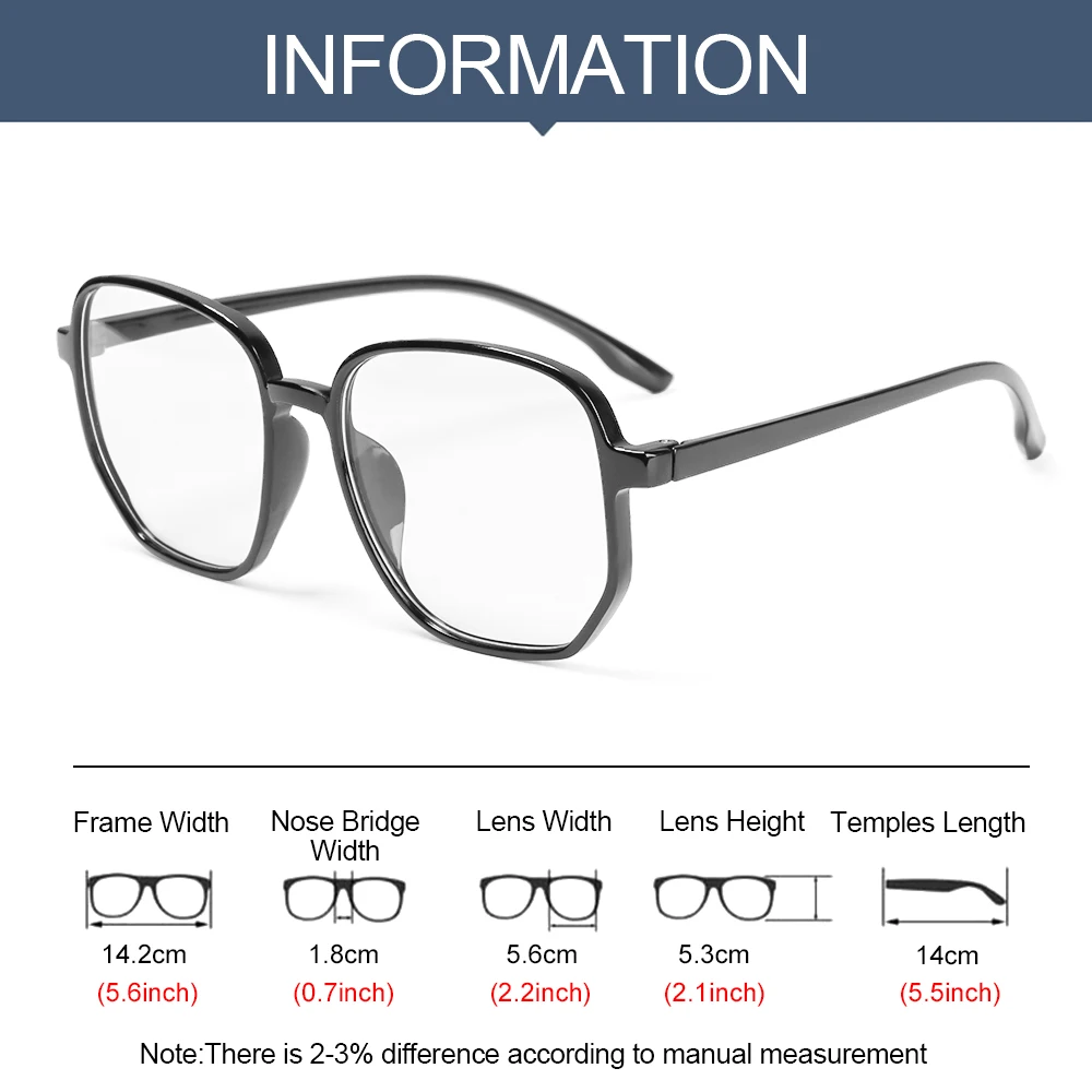 

Fashion Myopia Glasses Women Men Oversized Square Glasses Optical Eyewear Radiation Protection Short Sight Diopter -1.0~-4.0