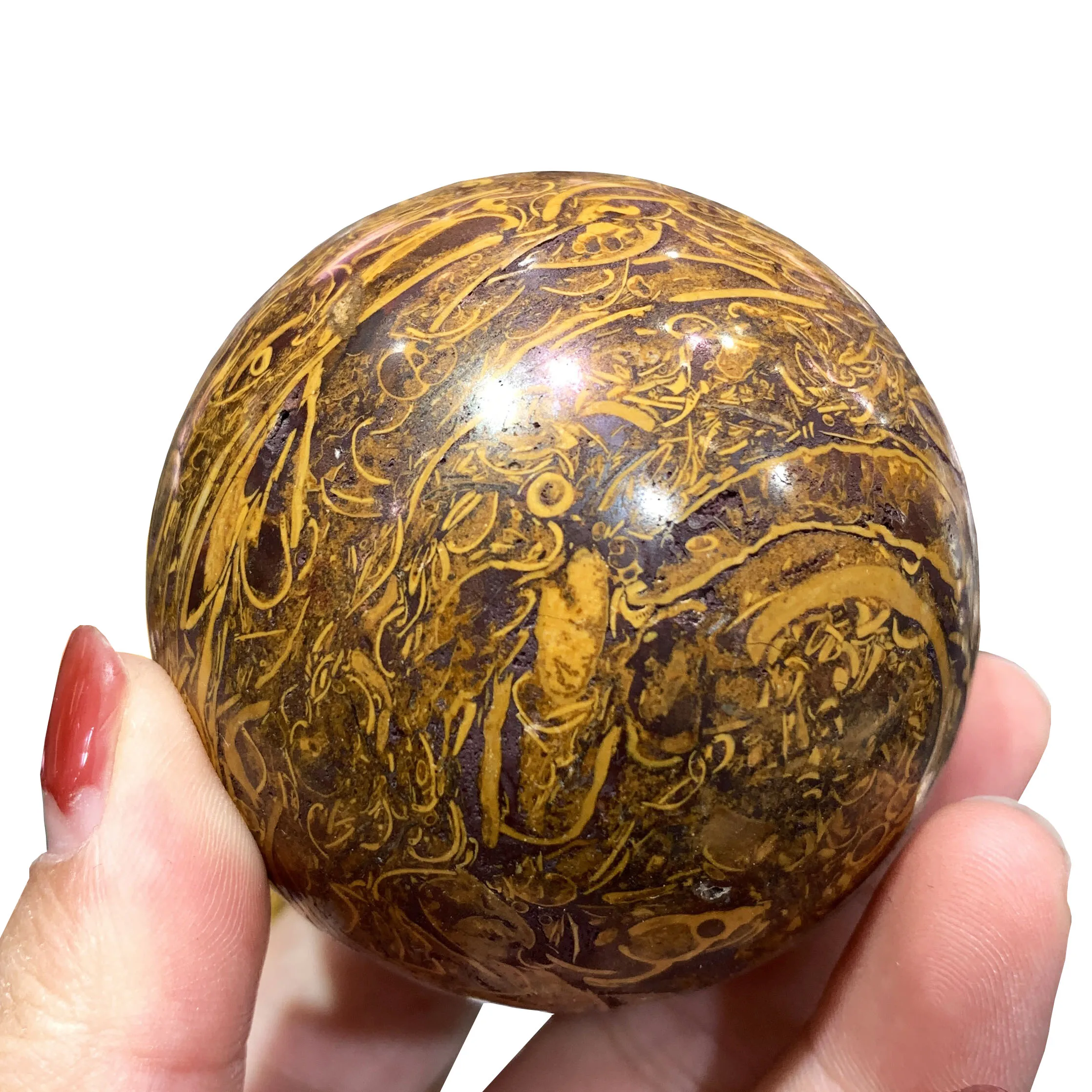 

60-65MM Natural Golden Silk Jade Ball Healing Crystal Stone Sphere For Home Decor