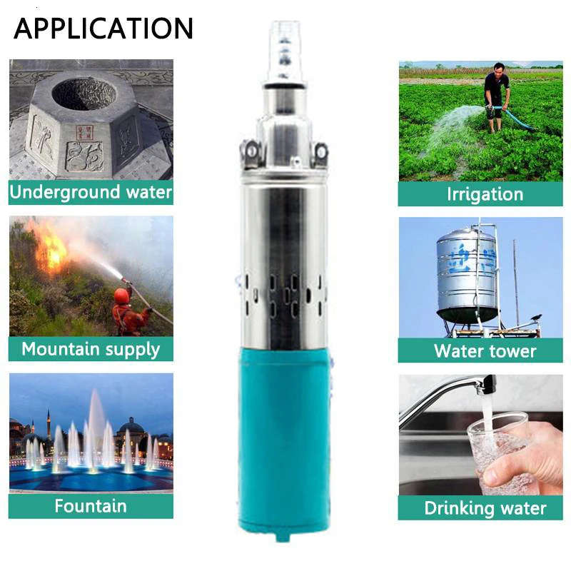 (Лифт 30-45 м) (поток 20 л/мин) DC Солнечный водяной насос для глубоких скважин 200 Вт