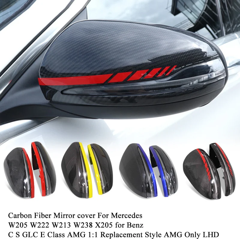 

Крышка для зеркала из углеродного волокна для Mercedes W205 W222 W213 W238 X205 GLS C S GLC E Class C180 C200 1:1, замена, стиль AMG