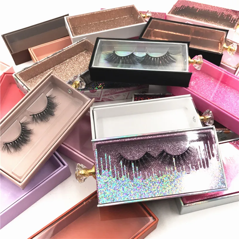 Eyelashes Box Package Private Label Makeup Tools Wholesale Items Custom Boxes With Logo Lash Packaging Crystal handle images - 6