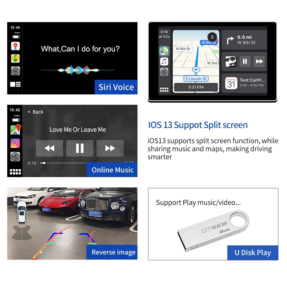 Carlinkit беспроводной Apple Carplay Android авто для Audi A3 8V S3 Q2 B9 2010 -2019 5 8 дюймов экран 7 Mirrorlink 1DIN