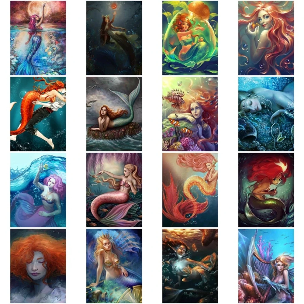 

Diy Marine Life Landscape 5D Diamond Painting Mermaid Anime Movie Mosaic Art Cross Stitch Kits Mosaic Home Decoration Gift