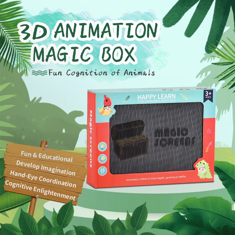 

3D Animal Magic Box 16Pcs Picture Fun Cognition of Animal Educational Toys Early Knowledge For Kids