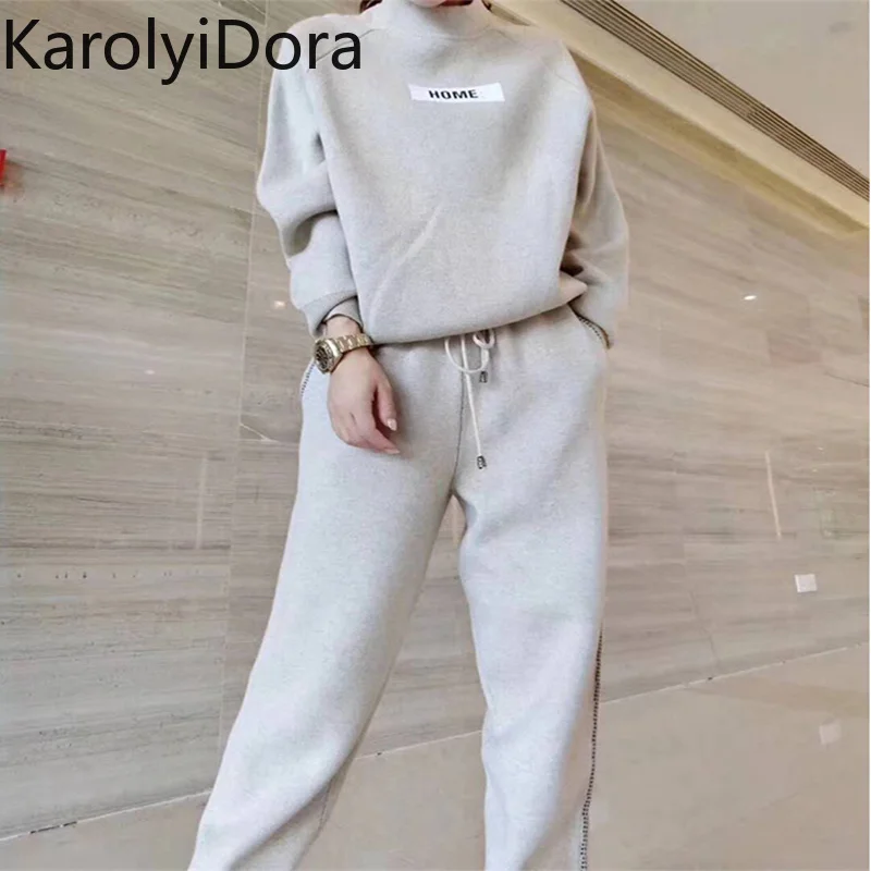 Женский комплект из 2 предметов вязаная теплая Вельветовая одежда с круглым