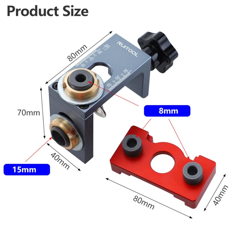 3In1 Jig Aluminum Alloy Dowel 8/10/15mm Drill Guide Locator Woodworking Drilling Positioning Device DIY | Инструменты