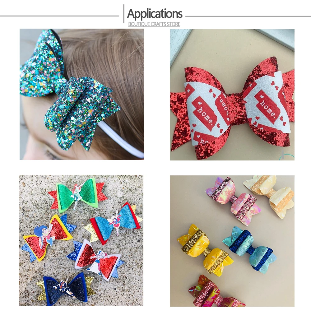 QIBUMAY блестящая кожаная ткань 2 размера синтетическая кожа ручная работа Hairbow