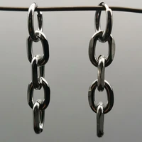 new hip hop punk unique stainless steel chain earrings retro creative chain dangle earrings for women men fashion jewelry