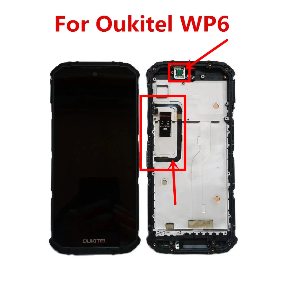 original for oukitel wp6 phone lcd dispaly 6 3 digitizer assembly glass panelearpiece side control button fingerprint sensor free global shipping