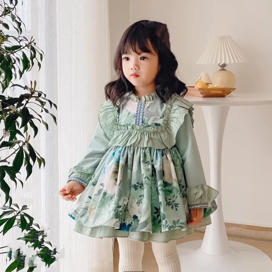 

Miayii детская одежда испанская Лолита винтажное турецкое Платье с принтом бант бальное платье на день рождения пасхальное платье принцессы д...