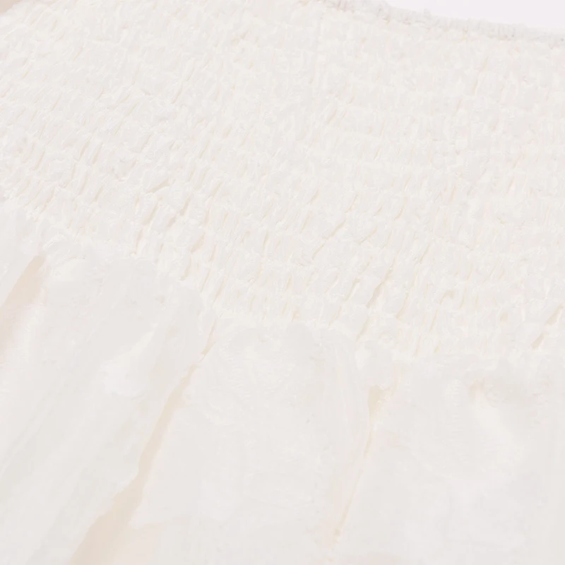 

[EAM] Women White Pleated Spliced Long Dress New Square Collar Short Sleeve Loose Fit Fashion Tide Spring Summer 2021 1DD8993