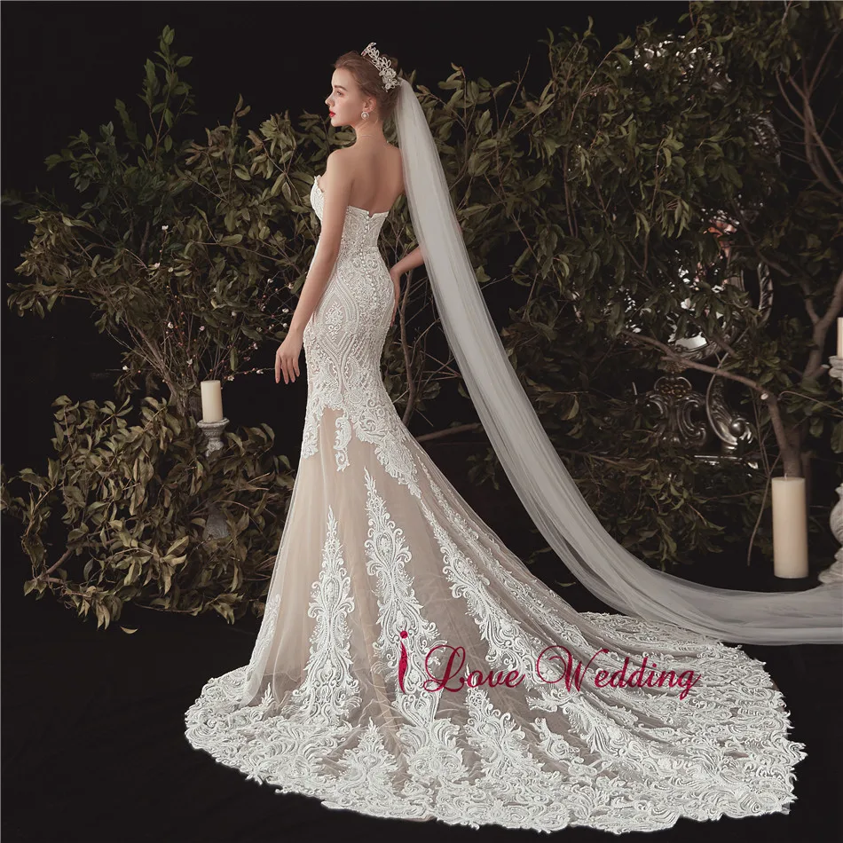 Vestido de novia 2020 Sweetheart Lace Wedding Dress Nude Lining Mermaid Luxury Bridal Gown Elegant Boho bridal | Свадьбы и торжества