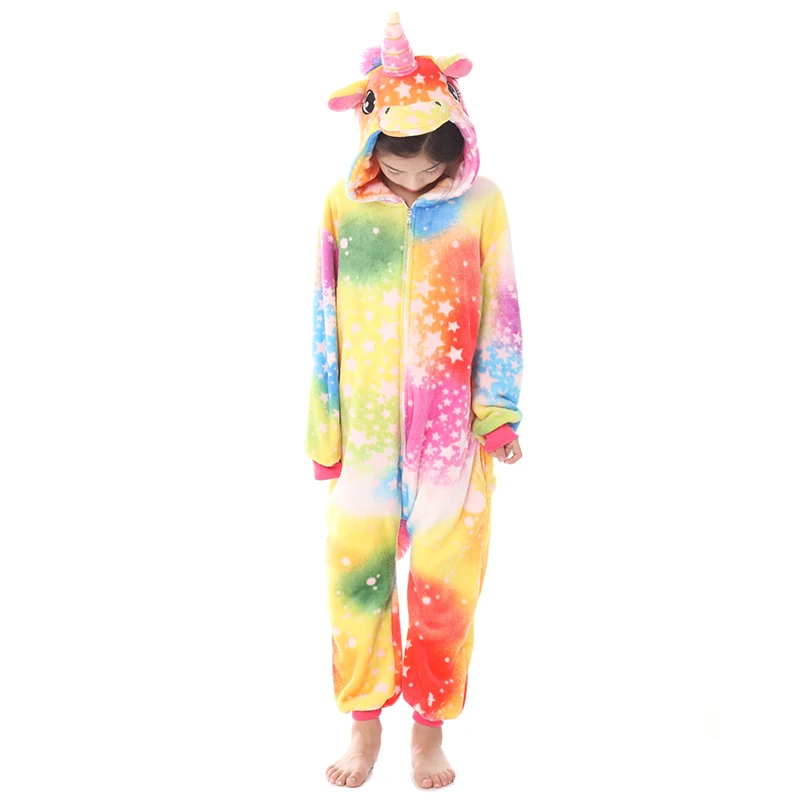 Детские пижамы Зимняя одежда для сна Пижамы мальчиков и девочек Милый пижамный