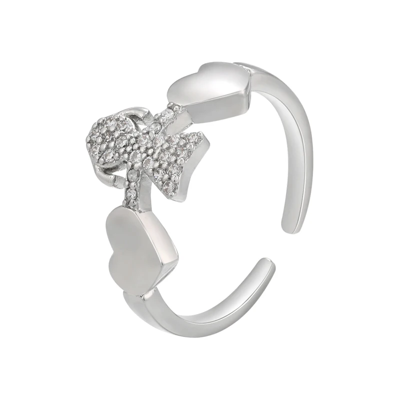 ZHUKOU Новое серебряное кольцо в виде марионетки с фианитом свадебное Открытое для