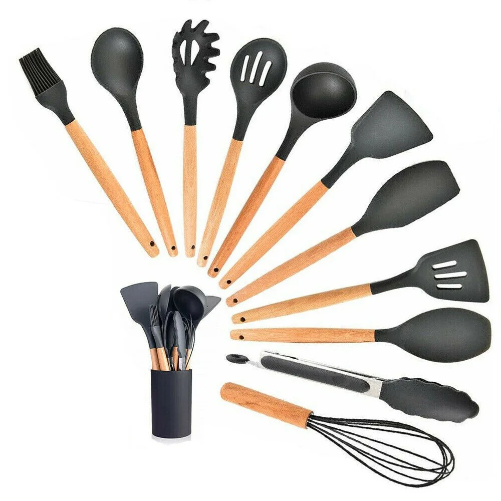

12Pcs Silicone Kitchenware Cooking Utensils Set Heat Resistant Kitchen Non-Stick Cooking Utensils Baking Tools for Kitchen