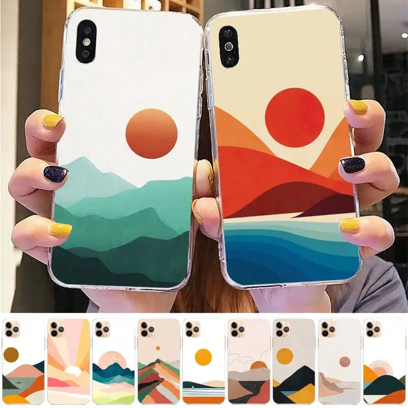 

Abstract art Cat Fuji Japan landscape Phone Case for iphone 13 11 12 pro XS MAX 8 7 6 6S Plus X 5S SE 2020 XR case