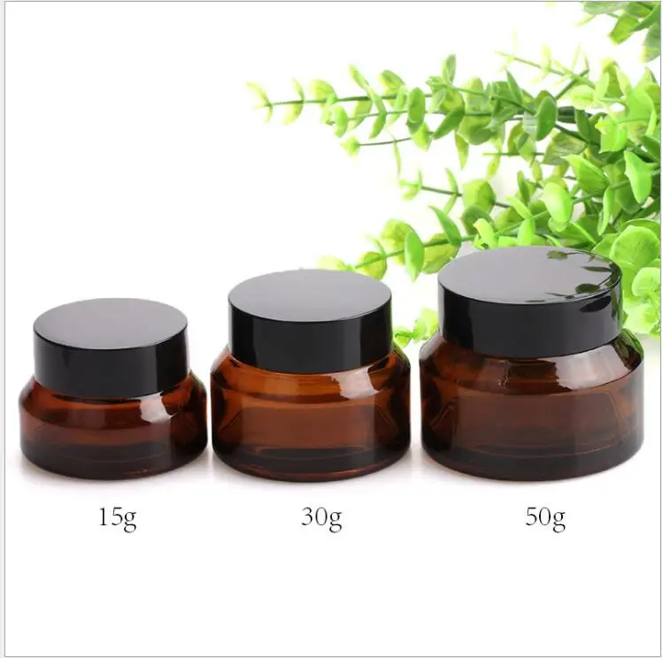 Банка для крема с черной крышкой 15 г|glass cream jars|cream jarglass |
