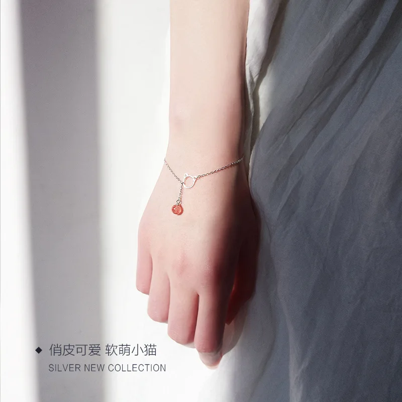 Милые Браслеты и обручи серебристого цвета с изображением кошки браслеты на