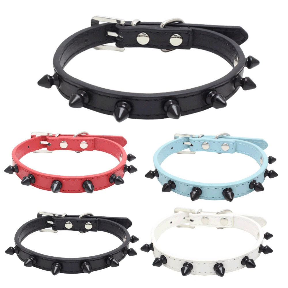 

Spiked Studded Small Large Cat Collar Rivet Accessory Hond Neck Strap For Kitten Necklace Leather PU Pitbull BullCat Pet