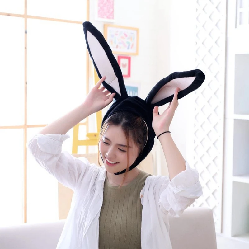 

Women Men Funny Plush Bunny Ears Hood Hat Cute Rabbit Eastern Cosplay Costume Accessory Soft Warm Headwear Halloween Party