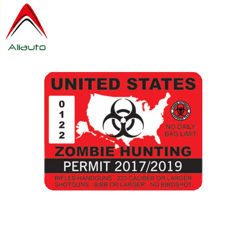 

Автомобильная наклейка Aliauto Interest, Соединенные Штаты, зомби, разрешение на охоту, светоотражающая ПВХ наклейка для Honda Civic Mitsubishi Lada,10 см * 8 см