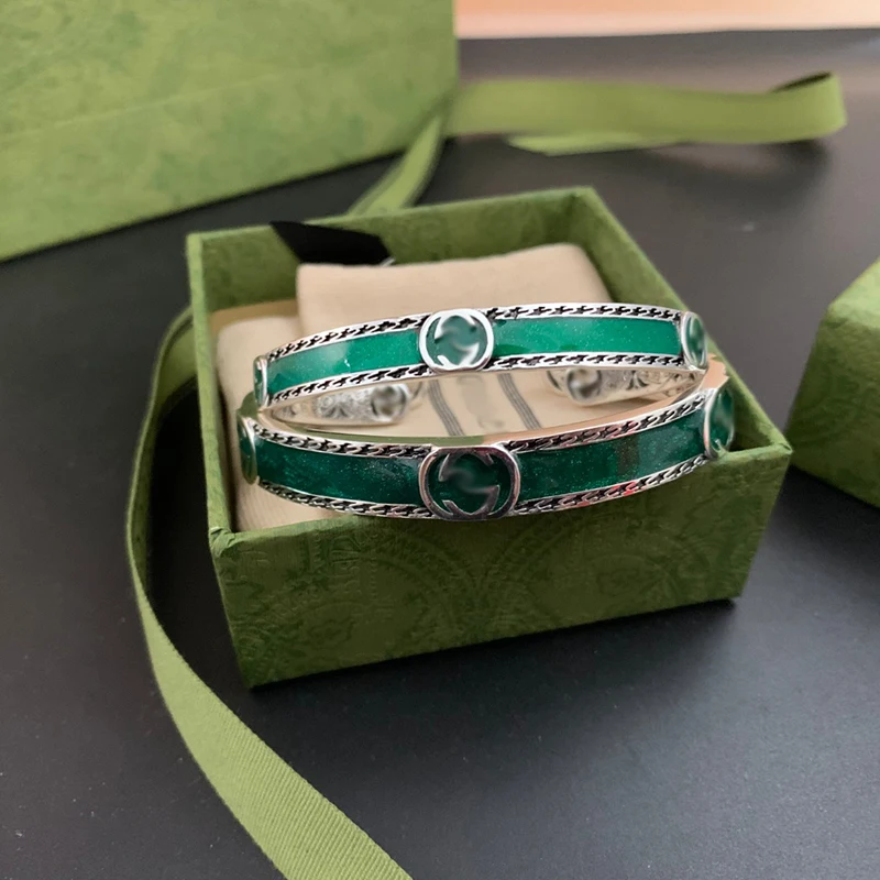 

Ag925 Sterling Silver Enamel G Couples The Bracelet Luxury Brand Exquisite Fashion 1:1 Retro Charm Monaco Jewelry Gift Tide