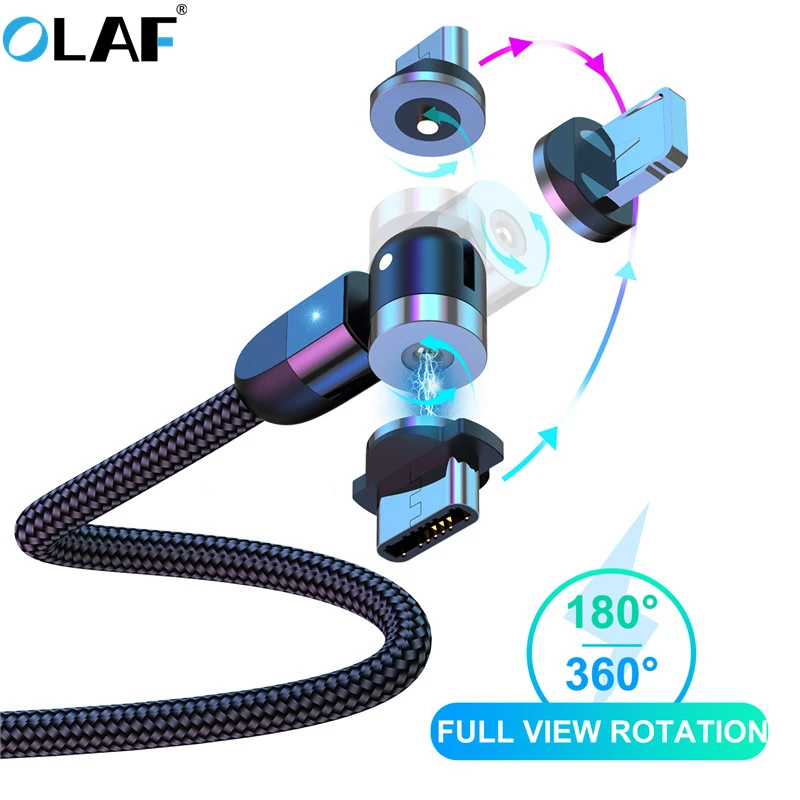 Магнитный кабель Olaf 3A Micro USB вращающийся на 540 градусов быстрый тип C магнитное