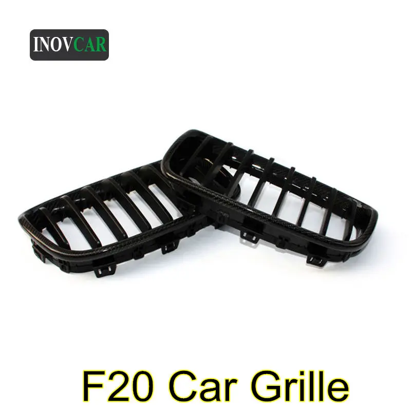 

2 PCS New Style 1-Slat Car Mesh Grille For BMW 1 Series F20 F21 ABS Front Bumper Intake Air Grille Bright Black 2012-2014