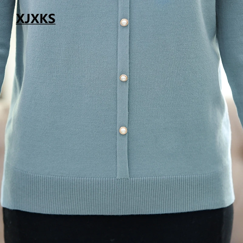 XJXKS Sweater Women Spring Bow Collar Pullover 2020 Long Sleeve Fashion Sweaters Jumper Plus Size | Женская одежда