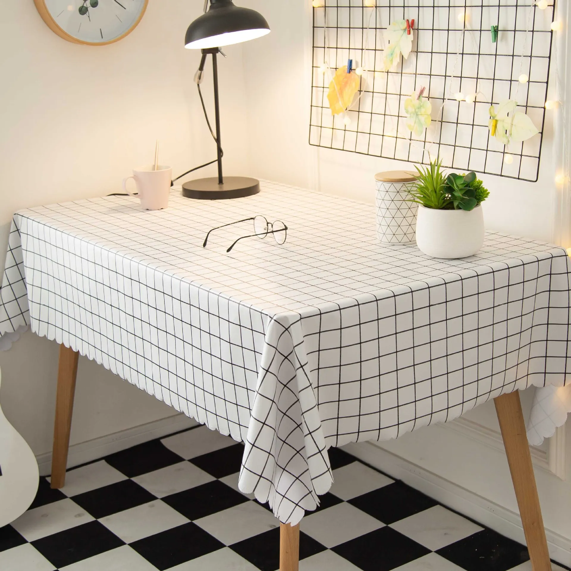 

Home Solid Decorative Linen Tablecloth Waterproof Oilproof Thick Rectangular Wedding Dining Table Cover Tea Table Cloth