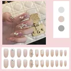 Съемный пластырь для маникюра с рисом и золотой бабочкой, 24 шт.