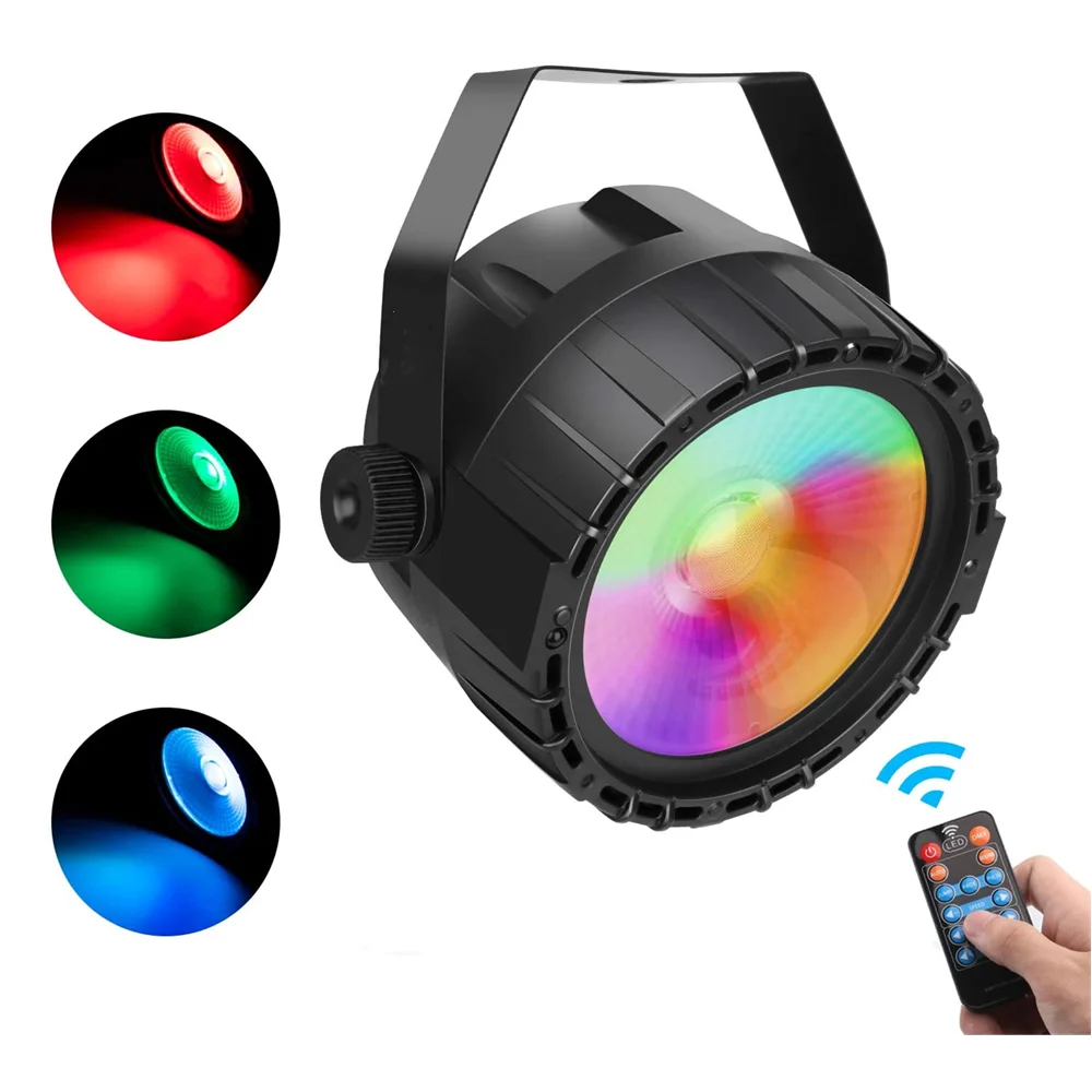 

Stage Wash Light, Mini COB Par Can Lights With DMX and Remote Control, Smooth RGB+UV Color Mixing DJ Up lighting For Bar Party