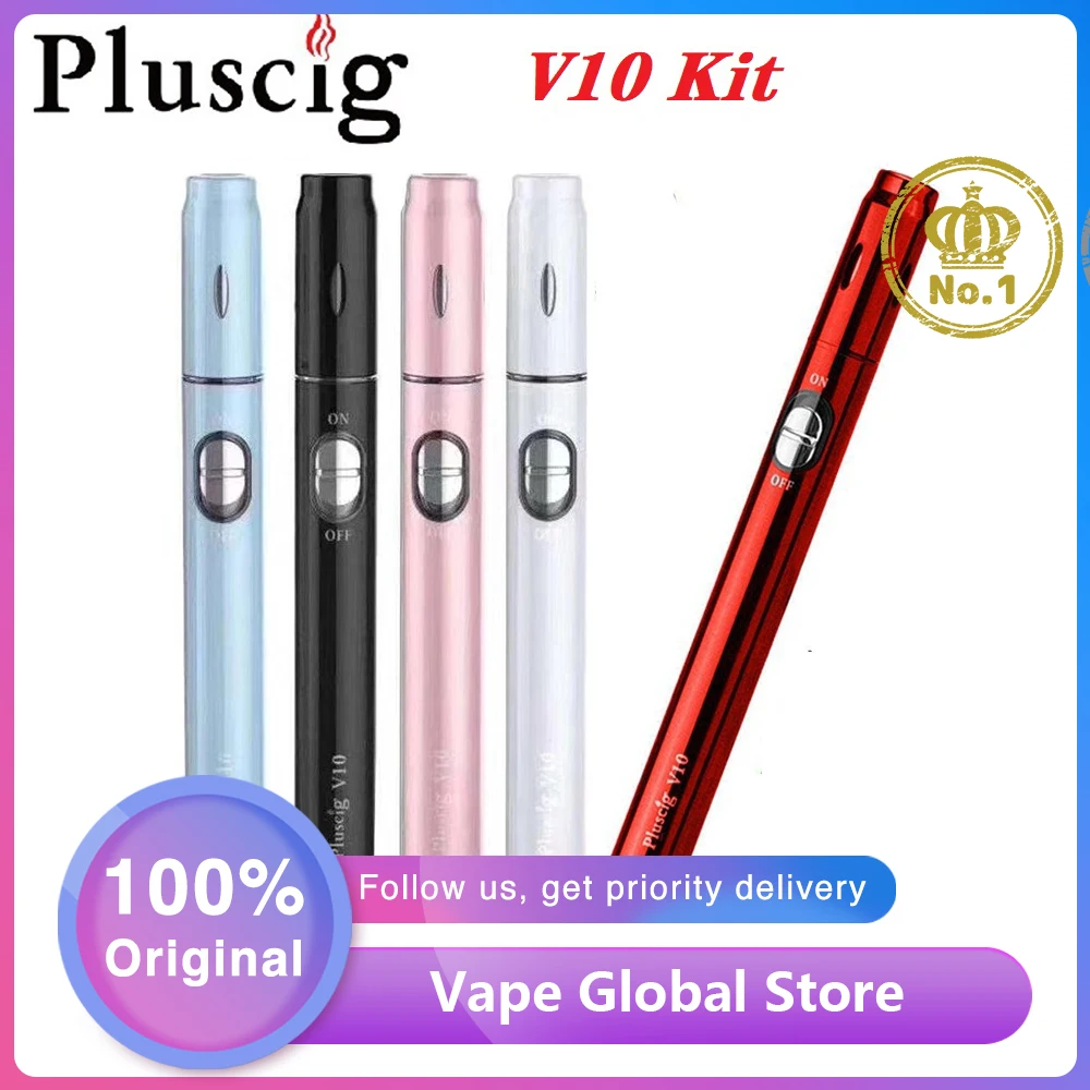 Горячая Распродажа оригинальный Pluscig V10 нагрева Vape комплект с 900 мАч встроенный