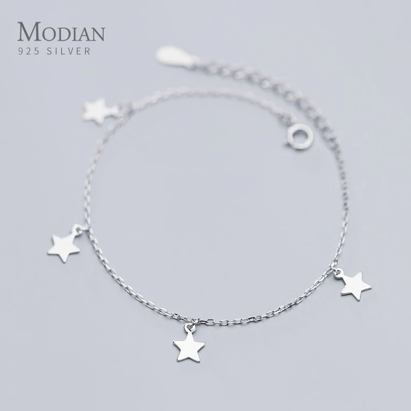 

Modian Adjustable 925 Sterling Silver Bracelet For Women Fashion simple Star Link Chain Bracelet Fine Jewelry New Year Gift