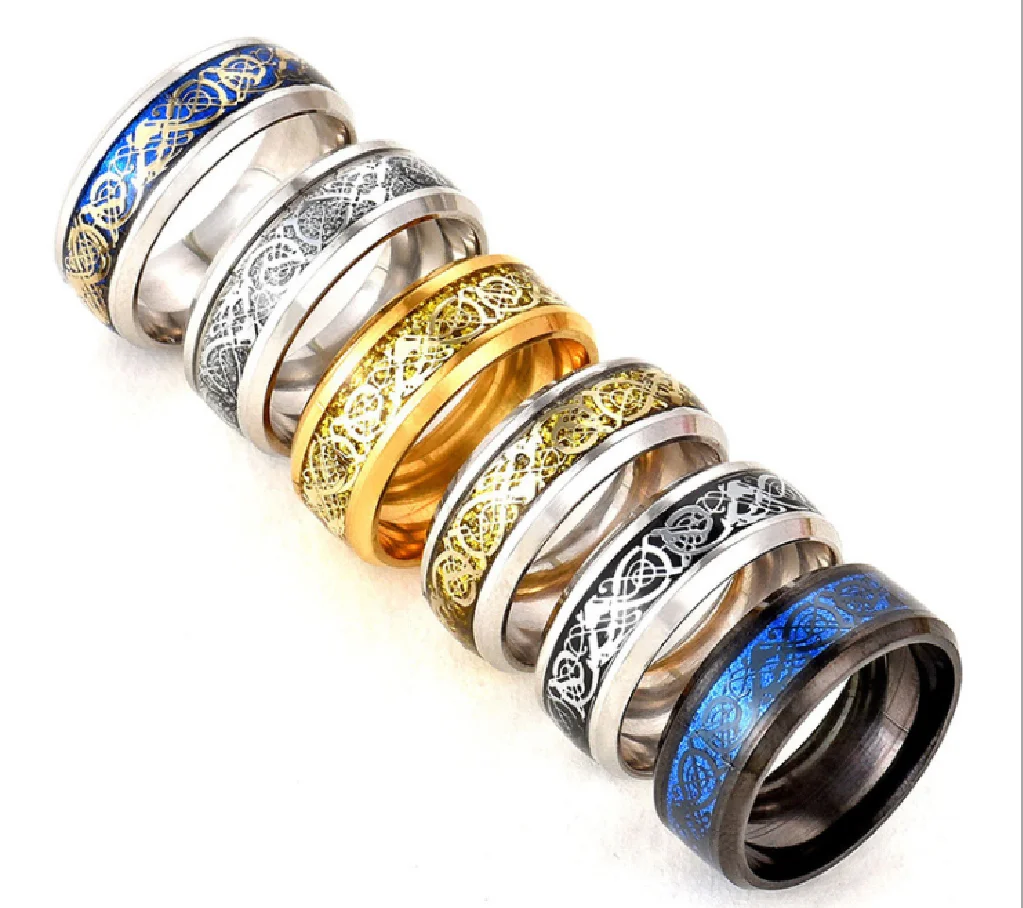 

2021 Hot Style Titanium Steel Jewelry Dragon Ring Stainless Men's Trendy