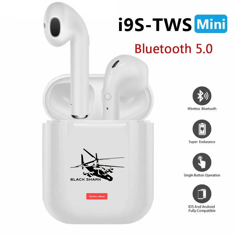 Wireless Bluetooth earphones i9s tws Headsets Earbuds 5.0 earpieces Helicopter Shark | Электроника