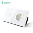 Сенсорсветильник ключатель BSEED, настенная стеклянная розетка европейского стандарта, 123 клавиши, 1 канал, выключатель питания, максимальная нагрузка 300 Втдвойной настенный выключатель