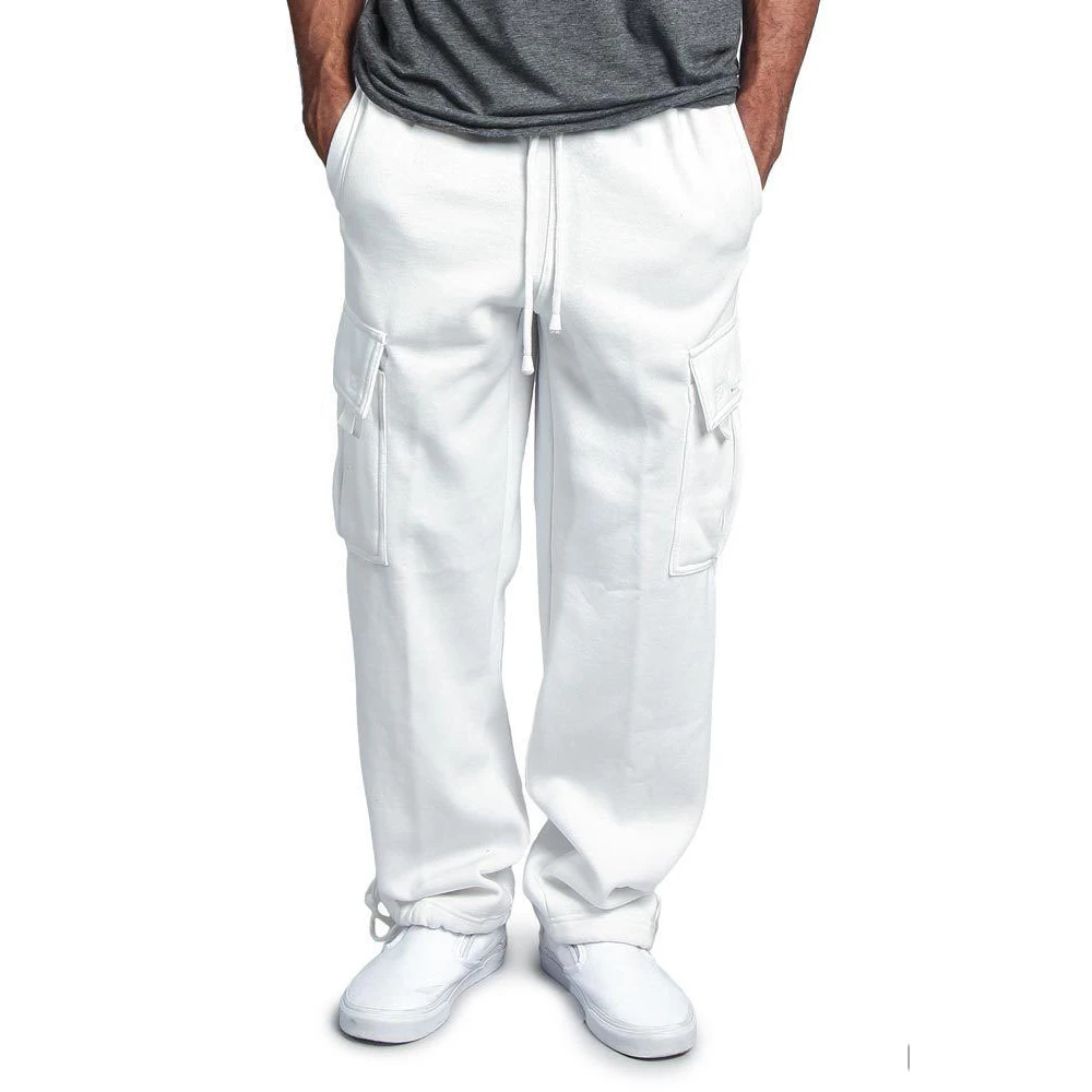 

New Men's Side Pockets Cargo Straight Pants Fleece Male Joggers Trousers Fashion Casual Streetwear Outdoor Work Tracksuit Pants